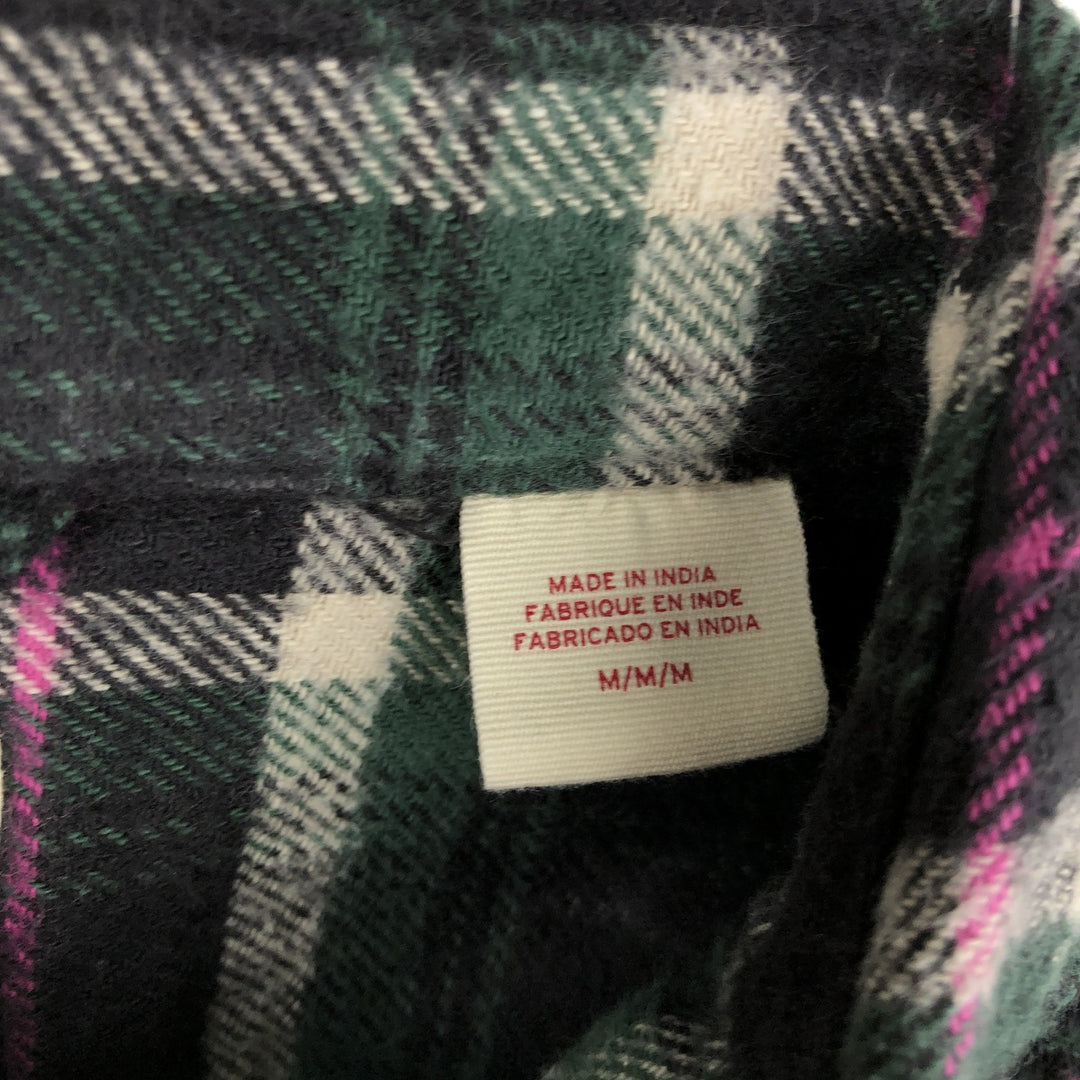 Levi's long-sleeved flannel check shirt, size M, men's cotton green type Vintage Second Hand