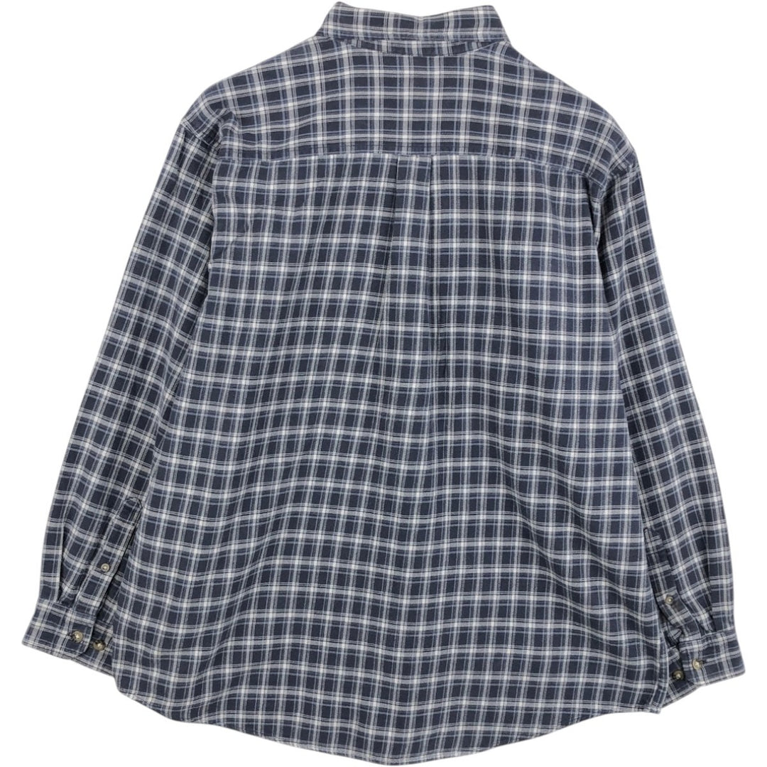 Carhartt Long-Sleeve Button-Down Flannel Check Shirt, Men's Size XL (approx.) cotton navy blue type Vintage Second Hand