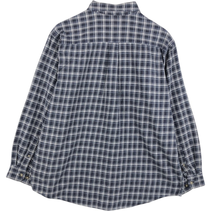 Carhartt Long-Sleeve Button-Down Flannel Check Shirt, Men's Size XL (approx.) cotton navy blue type Vintage Second Hand