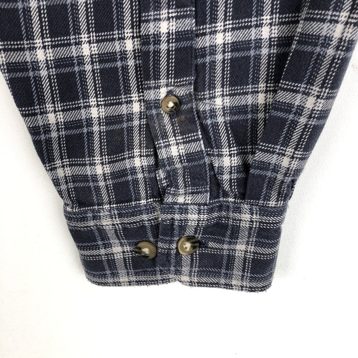 Carhartt Long-Sleeve Button-Down Flannel Check Shirt, Men's Size XL (approx.) cotton navy blue type Vintage Second Hand