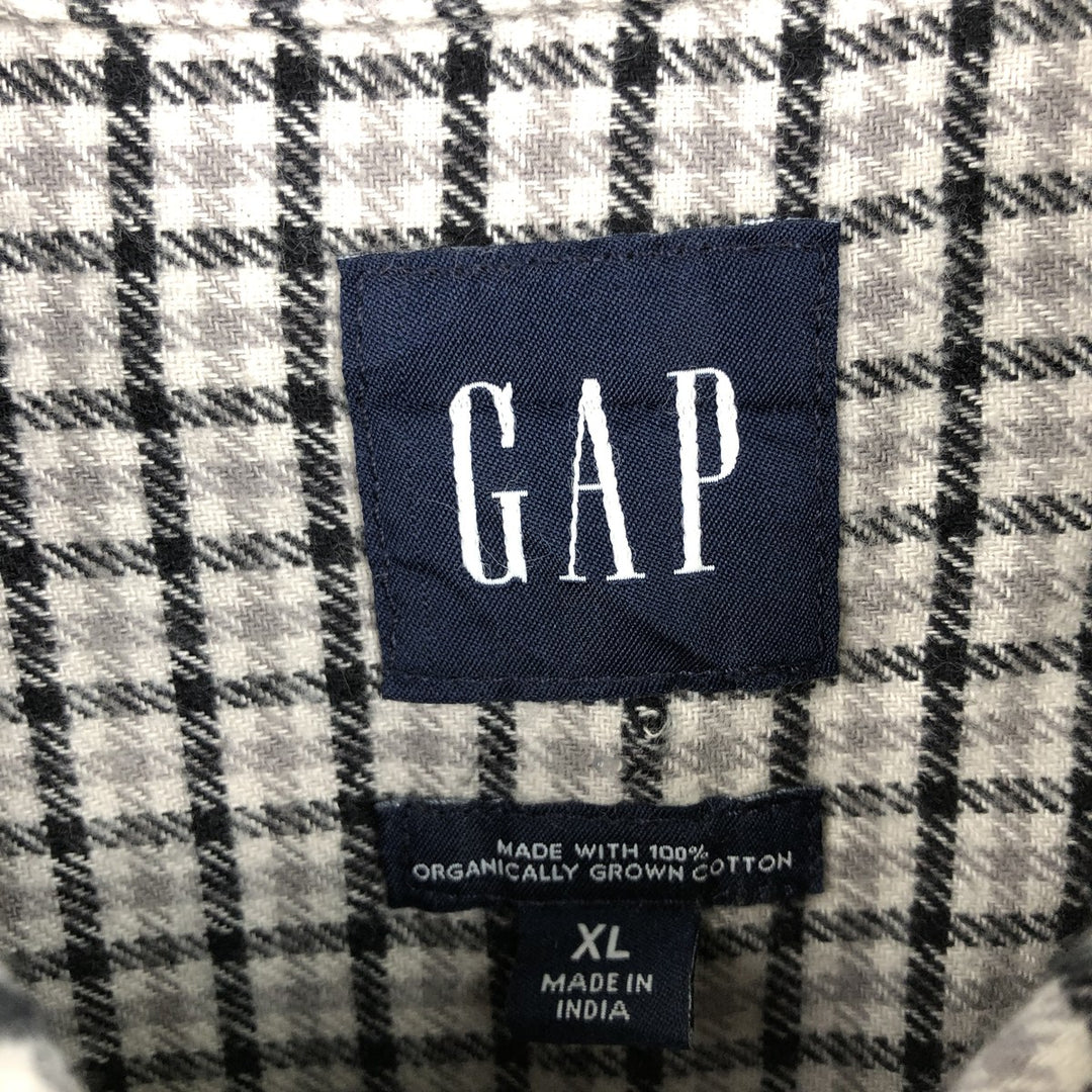 GAP Long Sleeve Flannel Check Shirt, Men's Size XL cotton black type Vintage Second Hand