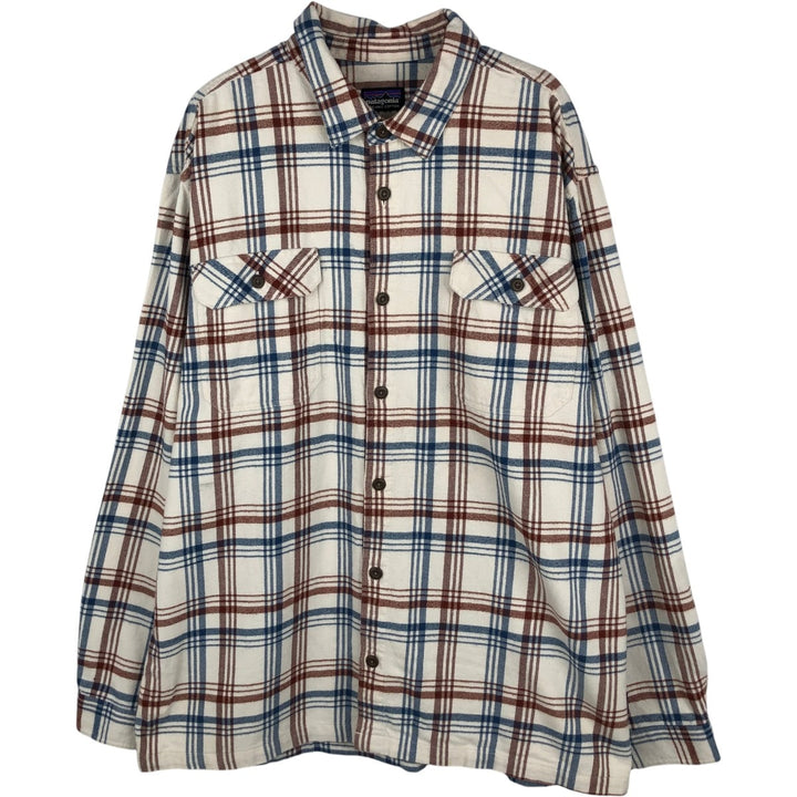 Patagonia ORGANIC COTTON 42400FA21 Long-Sleeve Light Flannel Check Shirt, Men's XL (approx.) Organic cotton unbleached Vintage Second Hand