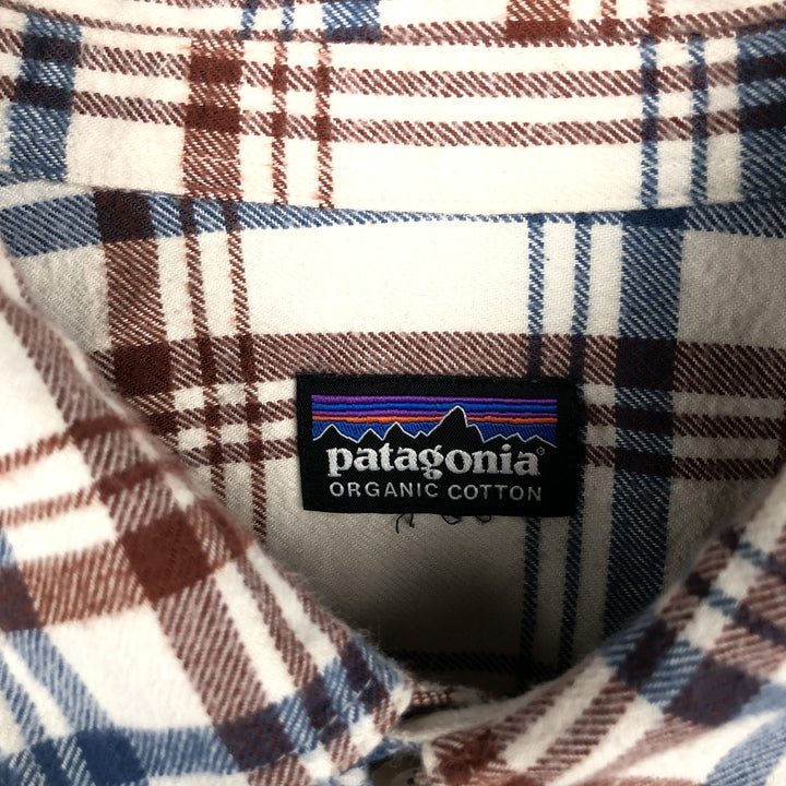 Patagonia ORGANIC COTTON 42400FA21 Long-Sleeve Light Flannel Check Shirt, Men's XL (approx.) Organic cotton unbleached Vintage Second Hand