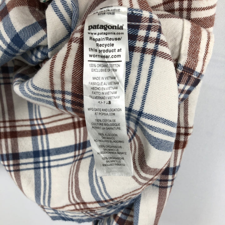 Patagonia ORGANIC COTTON 42400FA21 Long-Sleeve Light Flannel Check Shirt, Men's XL (approx.) Organic cotton unbleached Vintage Second Hand
