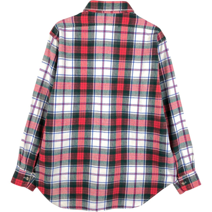 1980'S Woolrich Long-Sleeve Light Flannel Check Shirt, Made in USA, Men's Size L (Equivalent), Vintage cotton red type Vintage Second Hand