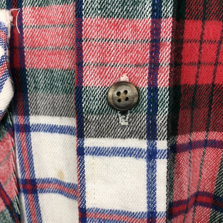 1980'S Woolrich Long-Sleeve Light Flannel Check Shirt, Made in USA, Men's Size L (Equivalent), Vintage cotton red type Vintage Second Hand