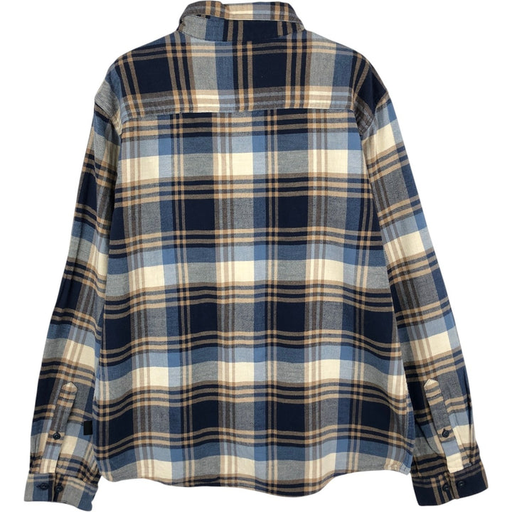 Patagonia Organic Pima Cotton Long-Sleeve Light Flannel Check Shirt (54020FA19) - Men's Size M (approx.) Organic cotton navy blue type Vintage Second Hand