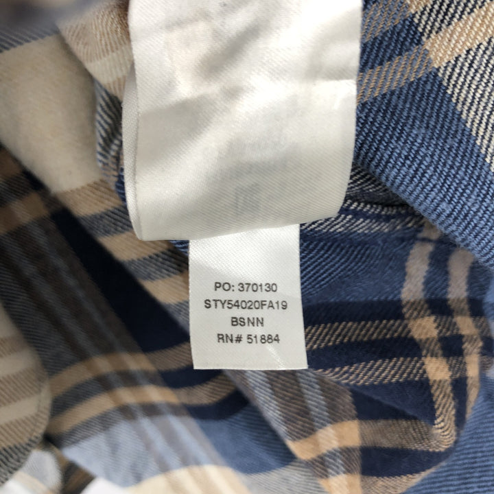 Patagonia Organic Pima Cotton Long-Sleeve Light Flannel Check Shirt (54020FA19) - Men's Size M (approx.) Organic cotton navy blue type Vintage Second Hand