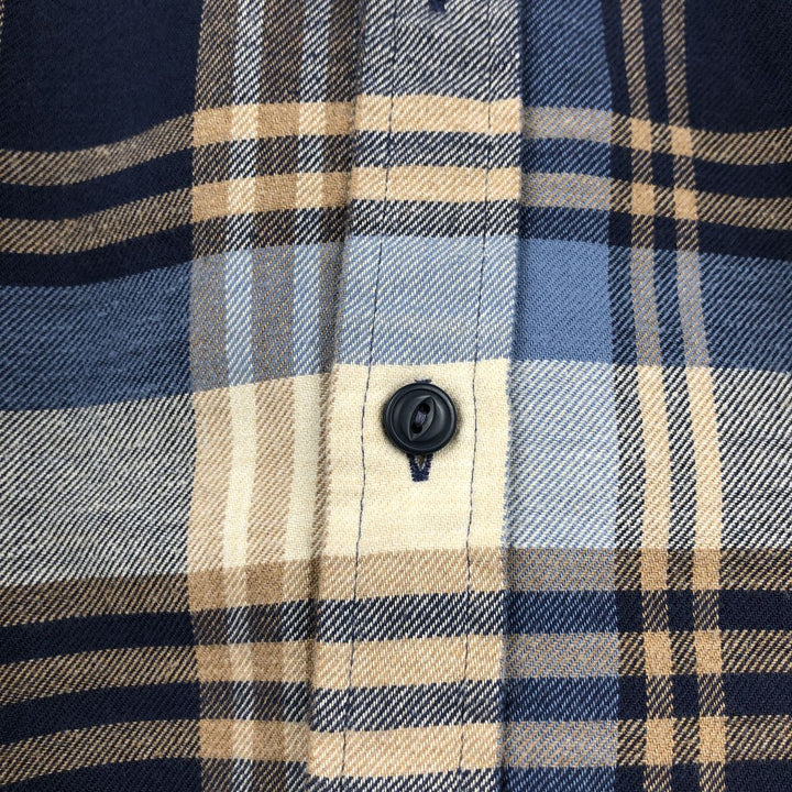 Patagonia Organic Pima Cotton Long-Sleeve Light Flannel Check Shirt (54020FA19) - Men's Size M (approx.) Organic cotton navy blue type Vintage Second Hand