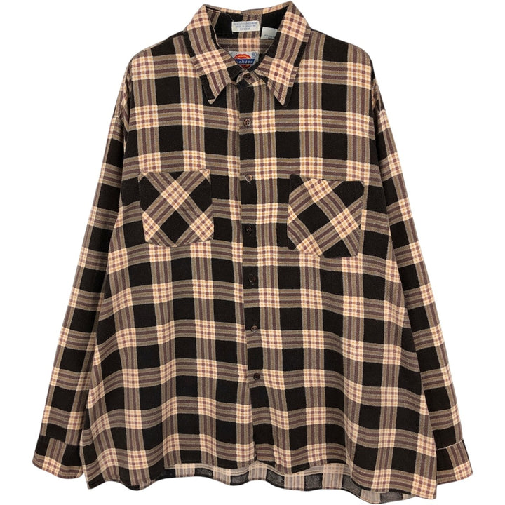 Dickies Long Sleeve Printed Flannel Check Shirt, Men's XL cotton brown type Vintage Second Hand