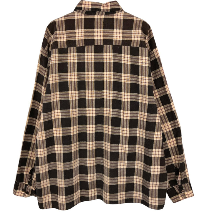 Dickies Long Sleeve Printed Flannel Check Shirt, Men's XL cotton brown type Vintage Second Hand