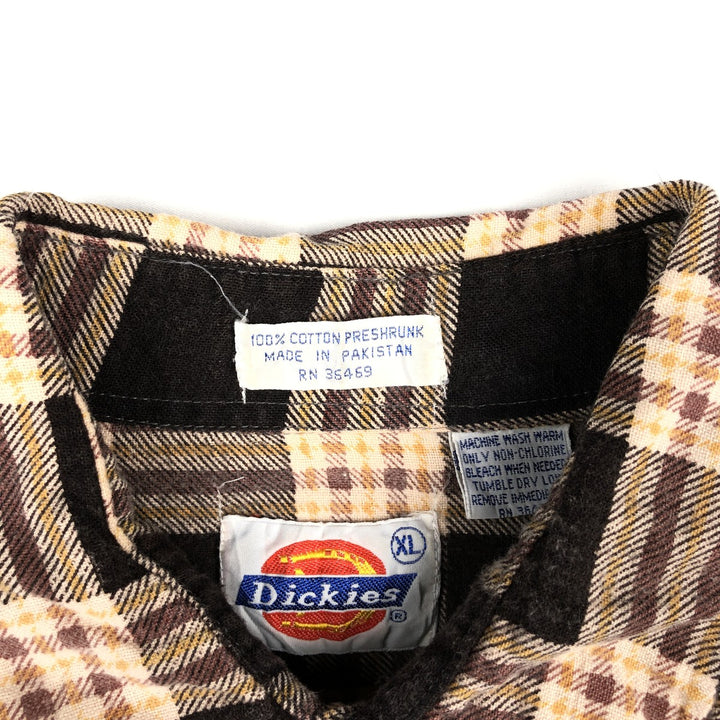 Dickies Long Sleeve Printed Flannel Check Shirt, Men's XL cotton brown type Vintage Second Hand