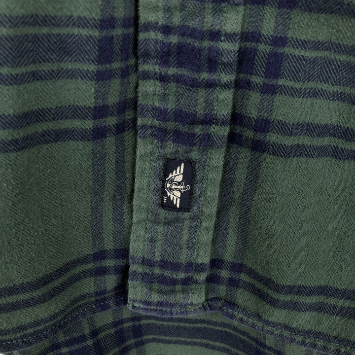 90'S Dockers/Levi's Long-Sleeve Button-Down Light Flannel Check Shirt, Men's Size L (Equivalent), Vintage cotton Green type dark green Vintage Second Hand