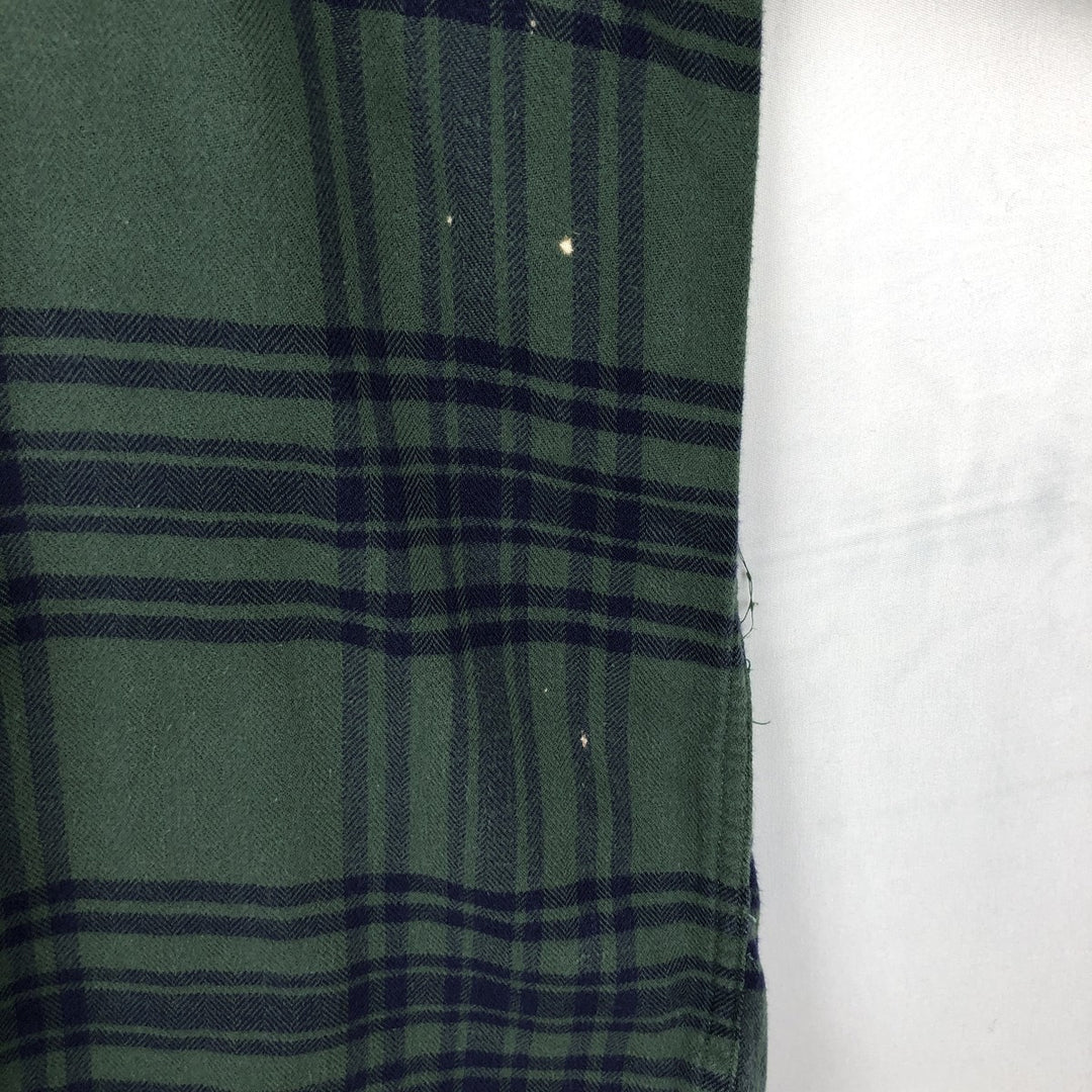 90'S Dockers/Levi's Long-Sleeve Button-Down Light Flannel Check Shirt, Men's Size L (Equivalent), Vintage cotton Green type dark green Vintage Second Hand