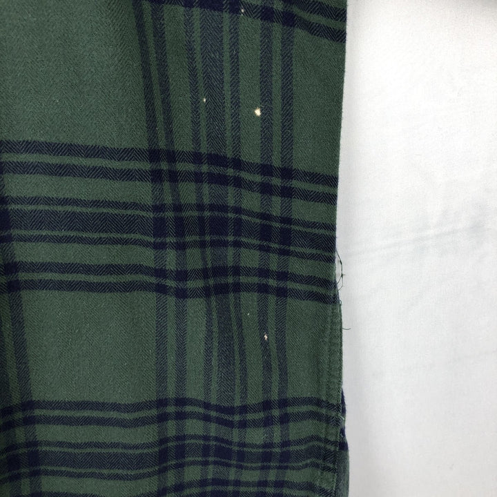 90'S Dockers/Levi's Long-Sleeve Button-Down Light Flannel Check Shirt, Men's Size L (Equivalent), Vintage cotton Green type dark green Vintage Second Hand