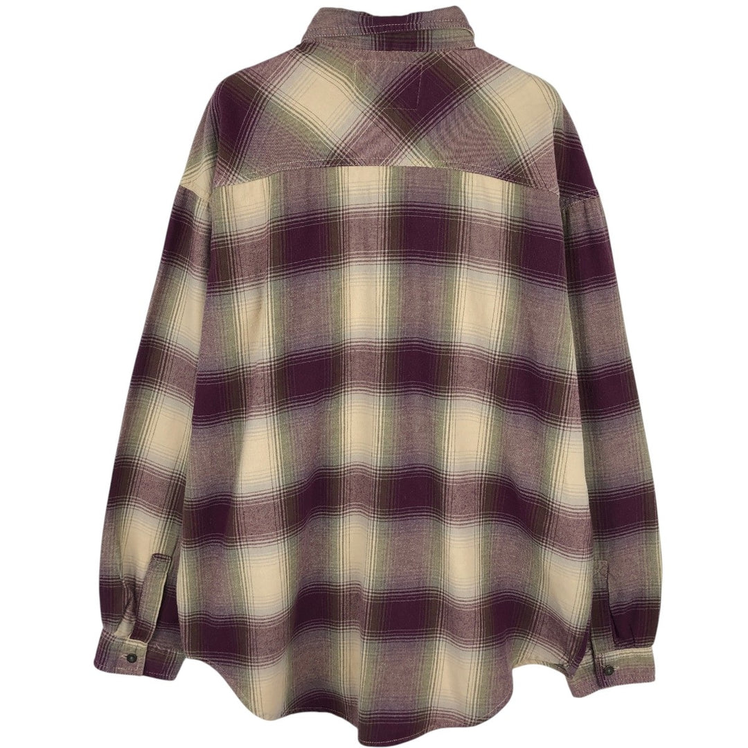 90'S Levi's Ombre Check Long-Sleeve Flannel Check Shirt, Men's Size L (Equivalent), Vintage cotton unbleached Vintage Second Hand