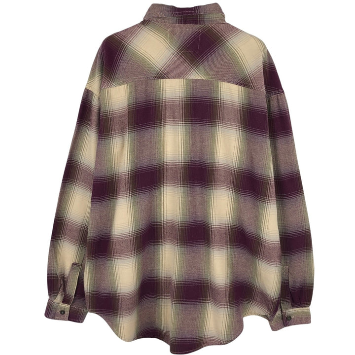 90'S Levi's Ombre Check Long-Sleeve Flannel Check Shirt, Men's Size L (Equivalent), Vintage cotton unbleached Vintage Second Hand