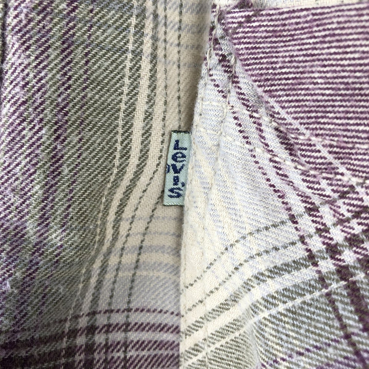 90'S Levi's Ombre Check Long-Sleeve Flannel Check Shirt, Men's Size L (Equivalent), Vintage cotton unbleached Vintage Second Hand