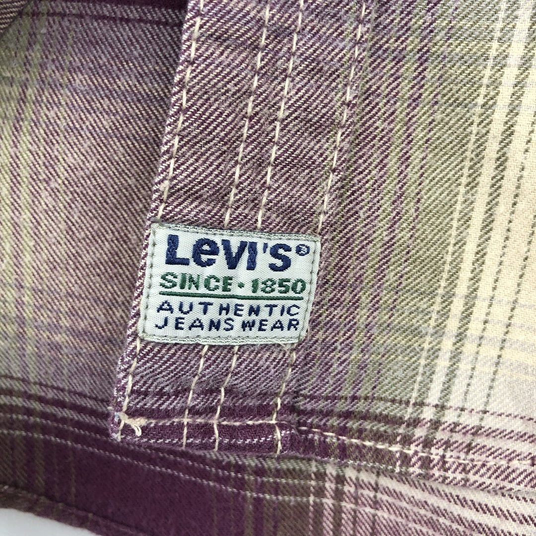 90'S Levi's Ombre Check Long-Sleeve Flannel Check Shirt, Men's Size L (Equivalent), Vintage cotton unbleached Vintage Second Hand