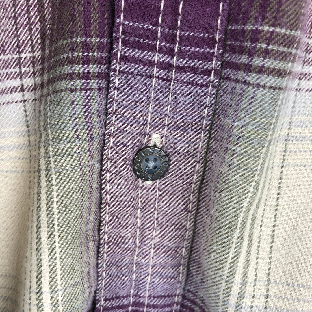 90'S Levi's Ombre Check Long-Sleeve Flannel Check Shirt, Men's Size L (Equivalent), Vintage cotton unbleached Vintage Second Hand