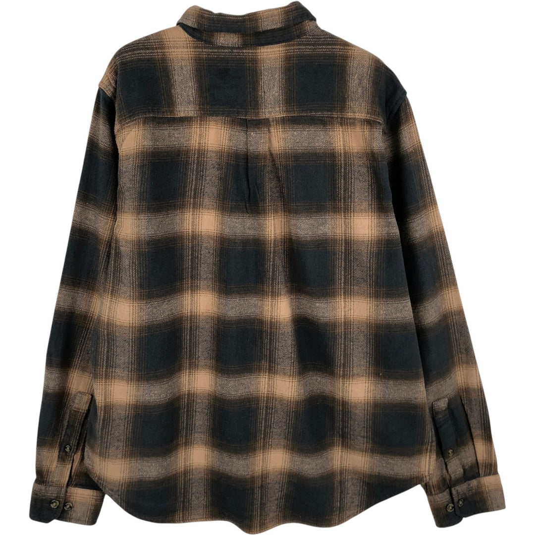 Eddie Bauer Long Sleeve Button Down Light Flannel Check Shirt, Men's Size L cotton brown type Vintage Second Hand