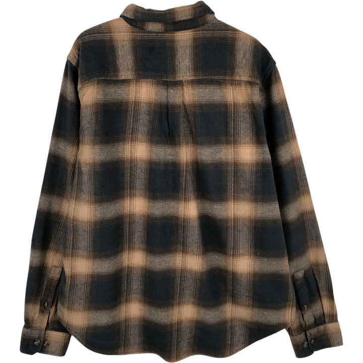 Eddie Bauer Long Sleeve Button Down Light Flannel Check Shirt, Men's Size L cotton brown type Vintage Second Hand