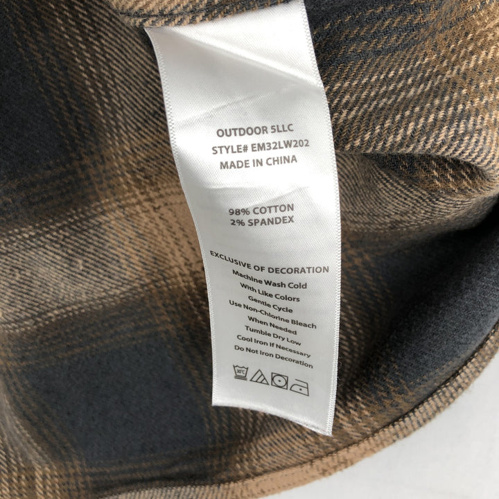 Eddie Bauer Long Sleeve Button Down Light Flannel Check Shirt, Men's Size L cotton brown type Vintage Second Hand