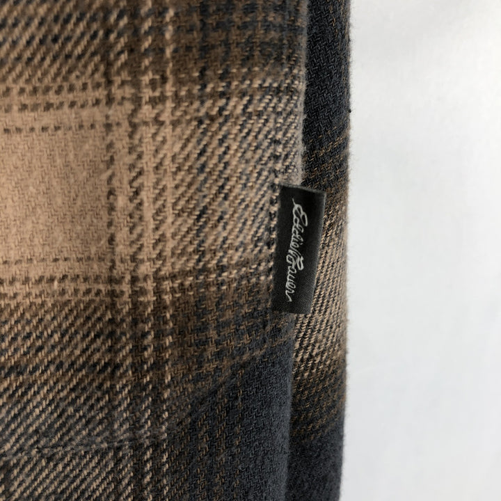 Eddie Bauer Long Sleeve Button Down Light Flannel Check Shirt, Men's Size L cotton brown type Vintage Second Hand