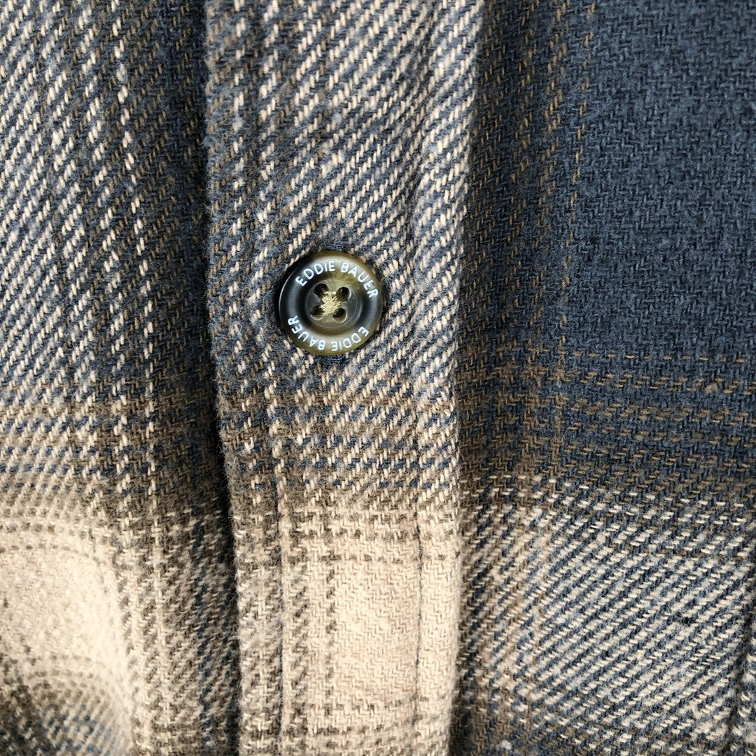 Eddie Bauer Long Sleeve Button Down Light Flannel Check Shirt, Men's Size L cotton brown type Vintage Second Hand