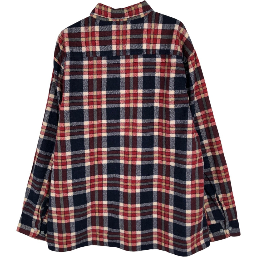 1980'S Dickies Long-Sleeve Light Flannel Check Shirt, Men's Size L (approx.), Vintage cotton navy blue type Vintage Second Hand