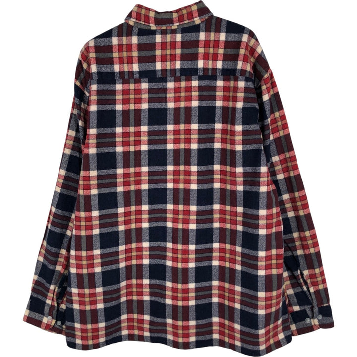1980'S Dickies Long-Sleeve Light Flannel Check Shirt, Men's Size L (approx.), Vintage cotton navy blue type Vintage Second Hand