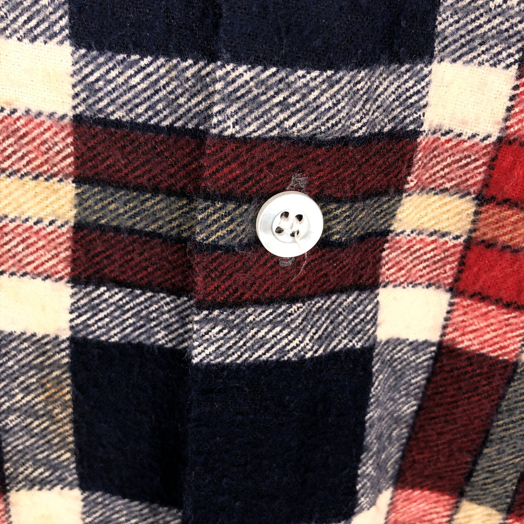 1980'S Dickies Long-Sleeve Light Flannel Check Shirt, Men's Size L (approx.), Vintage cotton navy blue type Vintage Second Hand