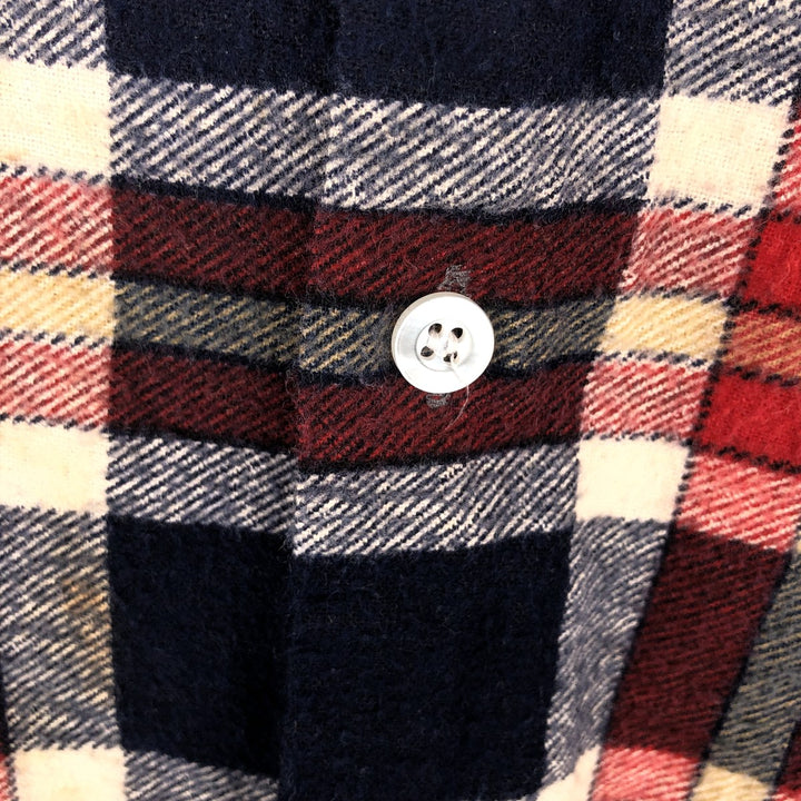 1980'S Dickies Long-Sleeve Light Flannel Check Shirt, Men's Size L (approx.), Vintage cotton navy blue type Vintage Second Hand