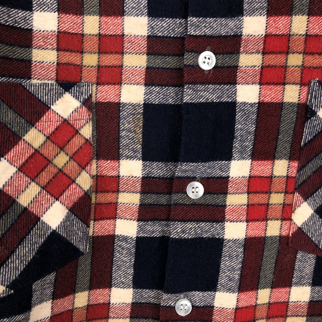 1980'S Dickies Long-Sleeve Light Flannel Check Shirt, Men's Size L (approx.), Vintage cotton navy blue type Vintage Second Hand