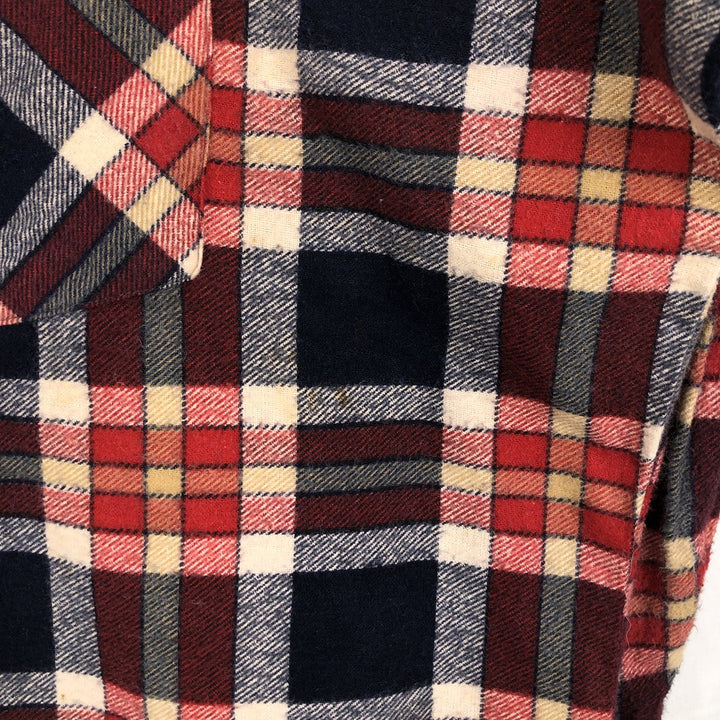 1980'S Dickies Long-Sleeve Light Flannel Check Shirt, Men's Size L (approx.), Vintage cotton navy blue type Vintage Second Hand