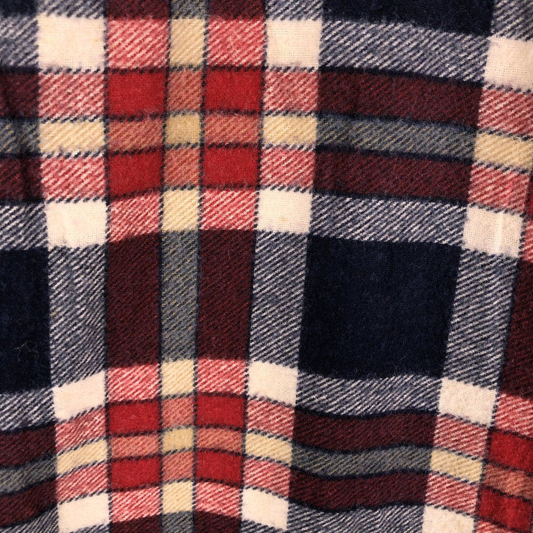1980'S Dickies Long-Sleeve Light Flannel Check Shirt, Men's Size L (approx.), Vintage cotton navy blue type Vintage Second Hand