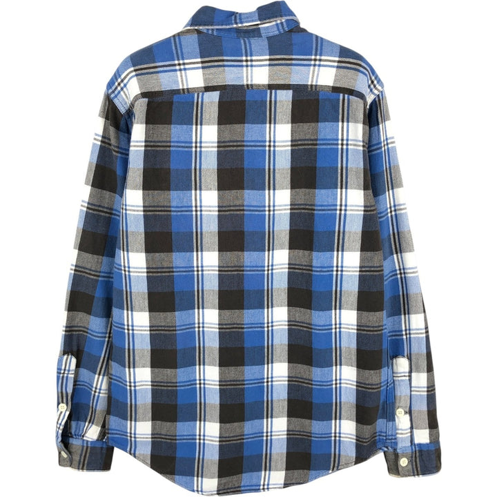 Ralph Lauren POLO RALPH LAUREN Long-Sleeve Light Flannel Check Shirt, Men's Size S (approx.) cotton blue type Vintage Second Hand