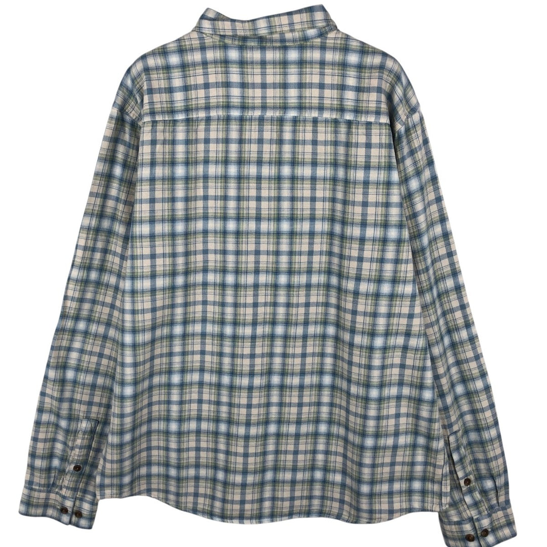 Patagonia ORGANIC COTTON 42410FA23 Long-Sleeve Light Flannel Check Shirt, Men's Size L (approx.) Organic cotton Blue type light blue Vintage Second Hand