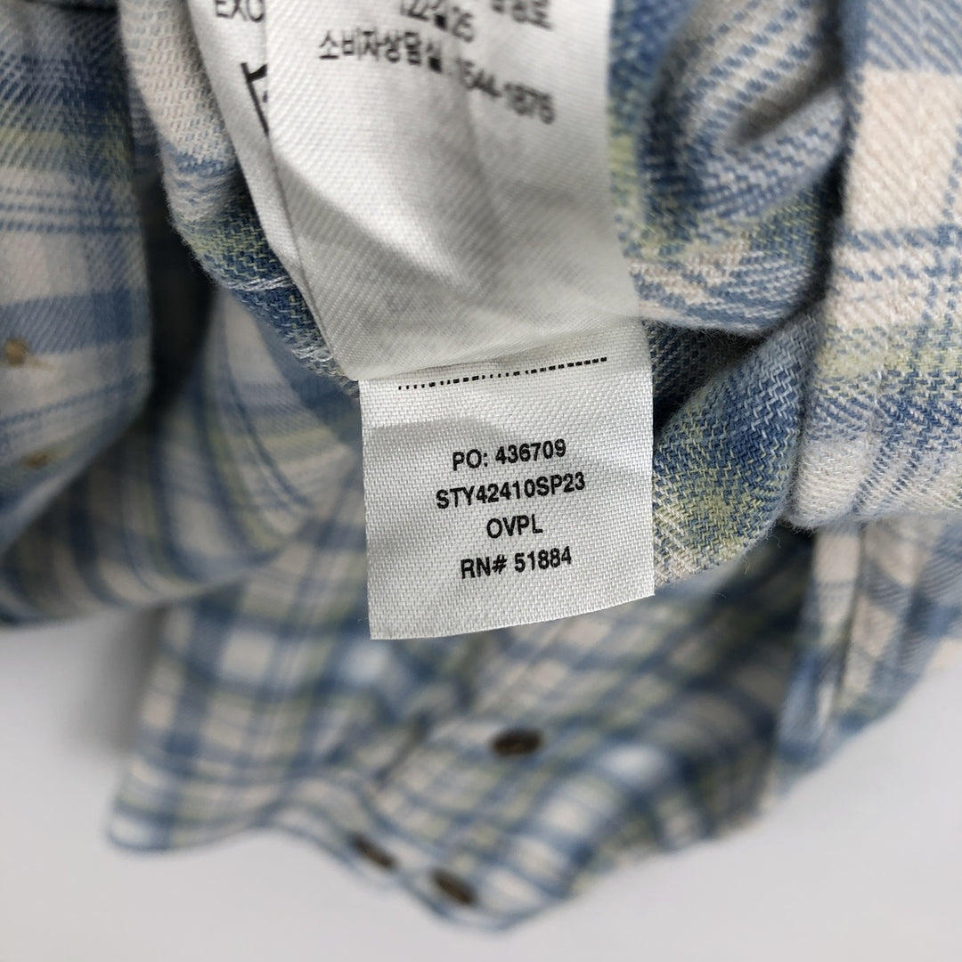 Patagonia ORGANIC COTTON 42410FA23 Long-Sleeve Light Flannel Check Shirt, Men's Size L (approx.) Organic cotton Blue type light blue Vintage Second Hand