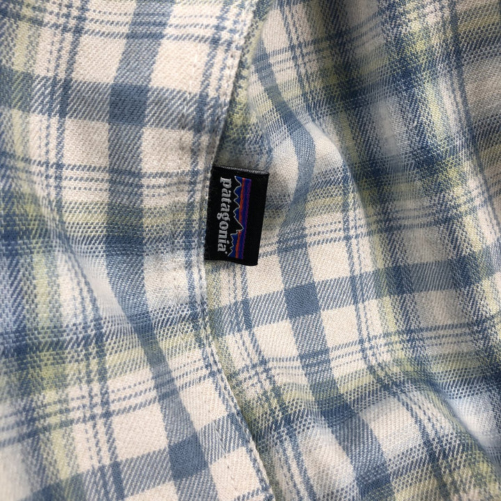 Patagonia ORGANIC COTTON 42410FA23 Long-Sleeve Light Flannel Check Shirt, Men's Size L (approx.) Organic cotton Blue type light blue Vintage Second Hand