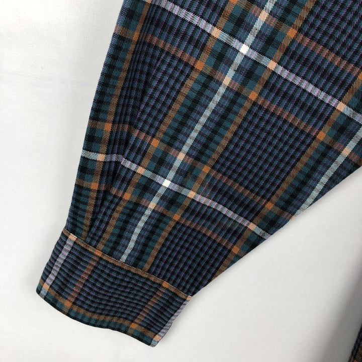 1980'S LLBean Long-Sleeve Light Flannel Check Shirt, Men's Size L (approx.), Vintage cotton navy blue type Vintage Second Hand