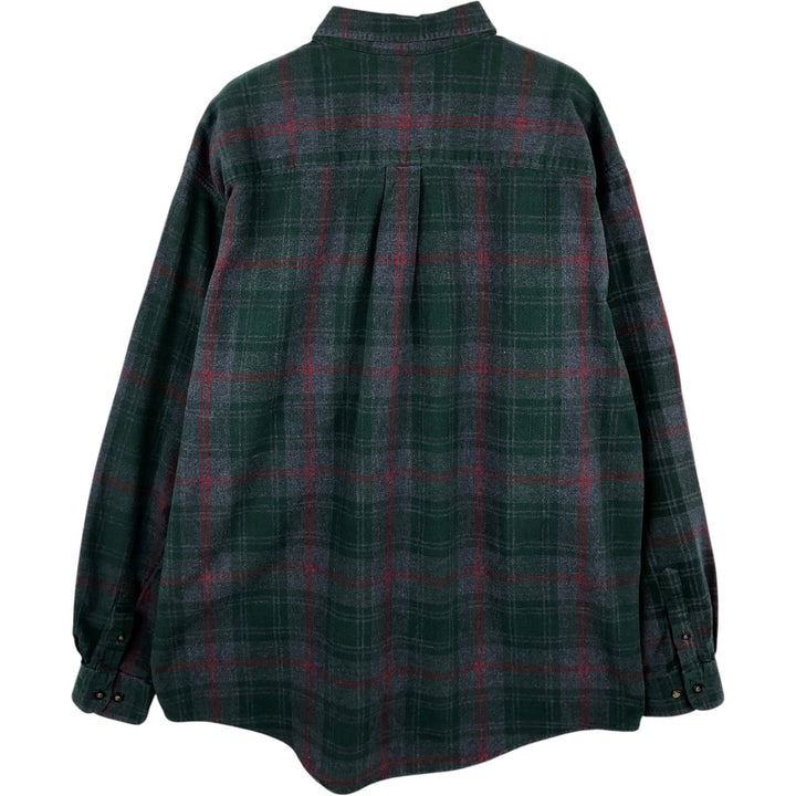 Eddie Bauer Long Sleeve Button Down Light Flannel Check Shirt, Men's Size L cotton green type Vintage Second Hand