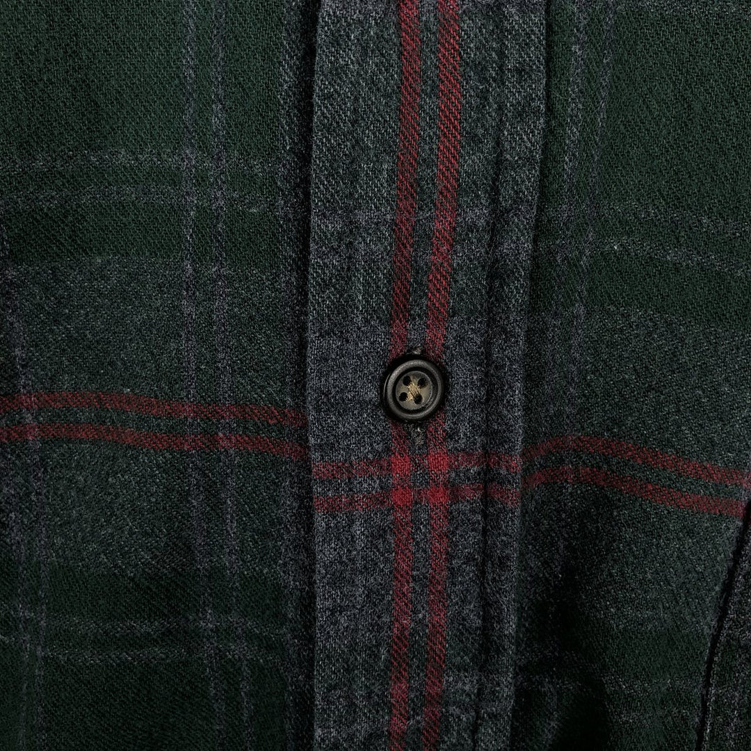 Eddie Bauer Long Sleeve Button Down Light Flannel Check Shirt, Men's Size L cotton green type Vintage Second Hand