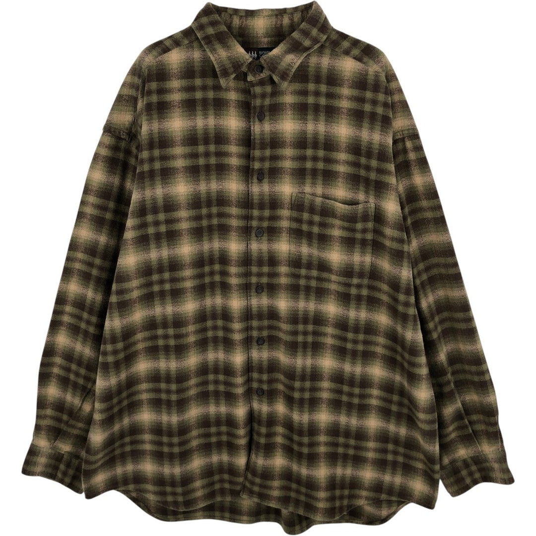 Banana Republic Long-Sleeve Light Flannel Check Shirt, Men's Size XL (approx.) unclear brown type Vintage Second Hand