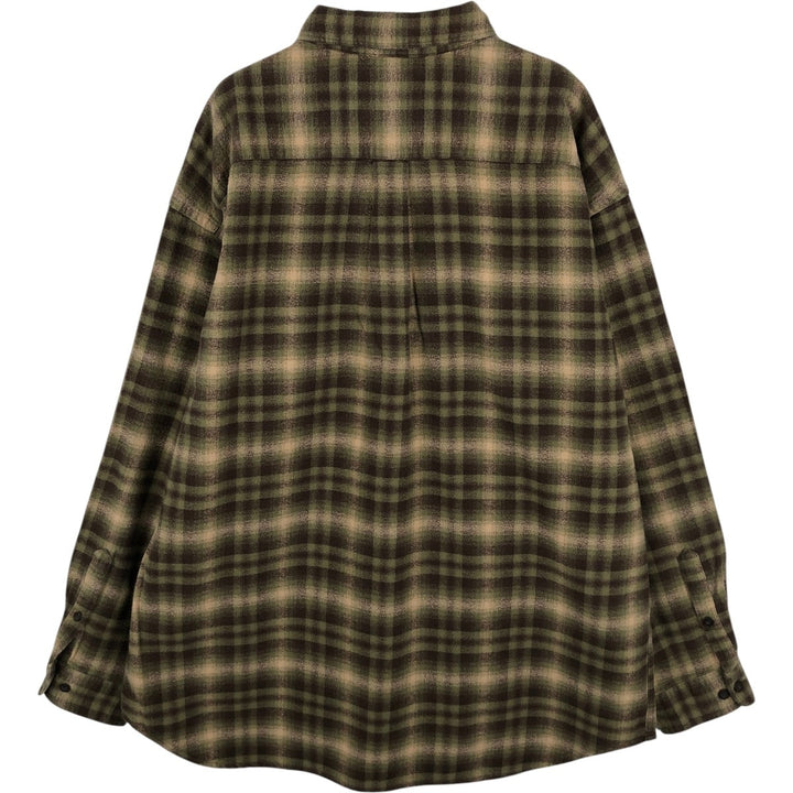 Banana Republic Long-Sleeve Light Flannel Check Shirt, Men's Size XL (approx.) unclear brown type Vintage Second Hand