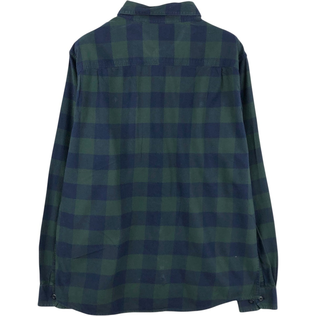LLBean SLIGHTLY FITTED Long-Sleeve Light Flannel Check Shirt, Men's Size M (approx.) cotton Green type dark green Vintage Second Hand