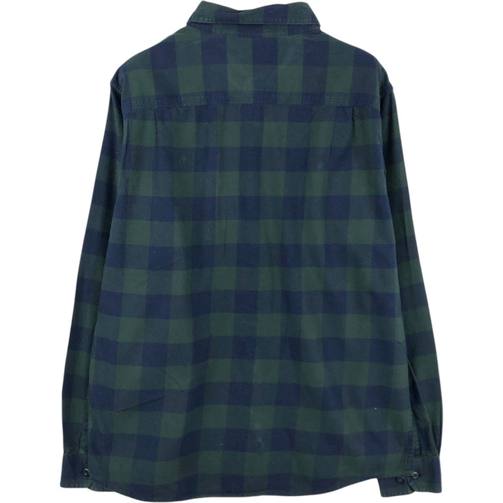 LLBean SLIGHTLY FITTED Long-Sleeve Light Flannel Check Shirt, Men's Size M (approx.) cotton Green type dark green Vintage Second Hand