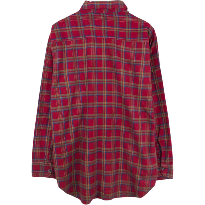 90'S Dickies Long-Sleeve Printed Flannel Check Shirt, Men's XL (approx.), Vintage cotton red type Vintage Second Hand