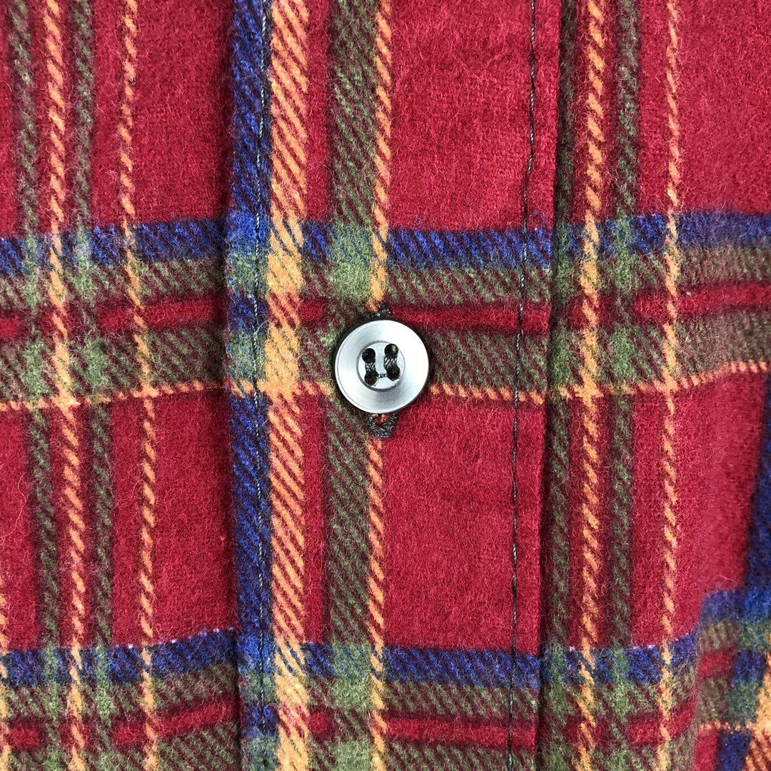 90'S Dickies Long-Sleeve Printed Flannel Check Shirt, Men's XL (approx.), Vintage cotton red type Vintage Second Hand