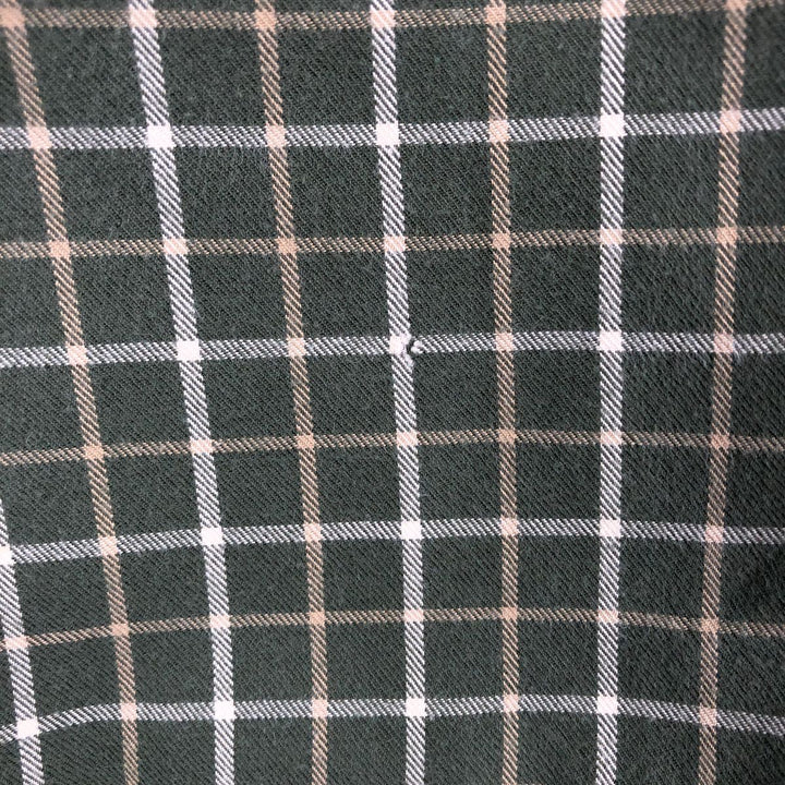 LLBean Long Sleeve Button-Down Light Flannel Check Shirt, Men's Size Medium cotton green type Vintage Second Hand